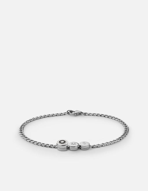 Miansai Bracelets Opus Sapphire Type Chain Bracelet, Sterling Silver/Black 2 Letters / Black / S / Monogram: Yes