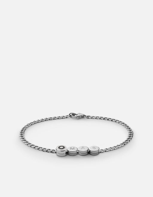 Miansai Bracelets Opus Sapphire Type Chain Bracelet, Sterling Silver/Black 3 Letters / Black / S / Monogram: Yes