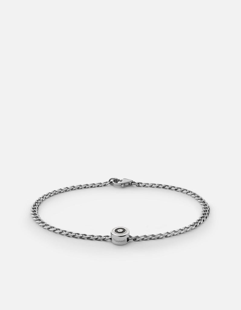 Miansai Bracelets Opus Sapphire Type Chain Bracelet, Sterling Silver/Black No Letter / Black / M / Monogram: No