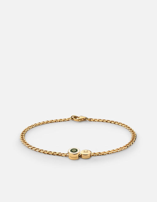 Miansai Bracelets Opus Chalcedony Type Chain Bracelet, Gold Vermeil/Green 1 Letter / Green / M / Monogram: Yes