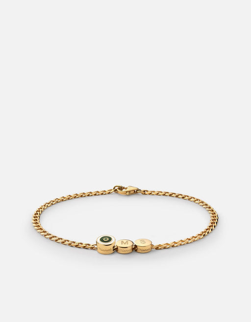 Miansai Bracelets Opus Chalcedony Type Chain Bracelet, Gold Vermeil/Green 2 Letters / Green / M / Monogram: Yes