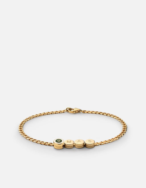Miansai Bracelets Opus Chalcedony Type Chain Bracelet, Gold Vermeil/Green 3 Letters / Green / M / Monogram: Yes