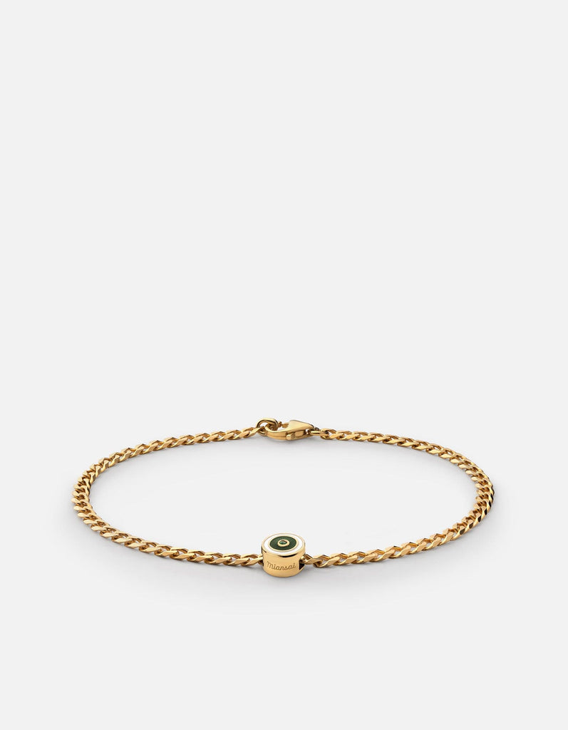 Miansai Bracelets Opus Chalcedony Type Chain Bracelet, Gold Vermeil/Green No Letter / Green / S / Monogram: No