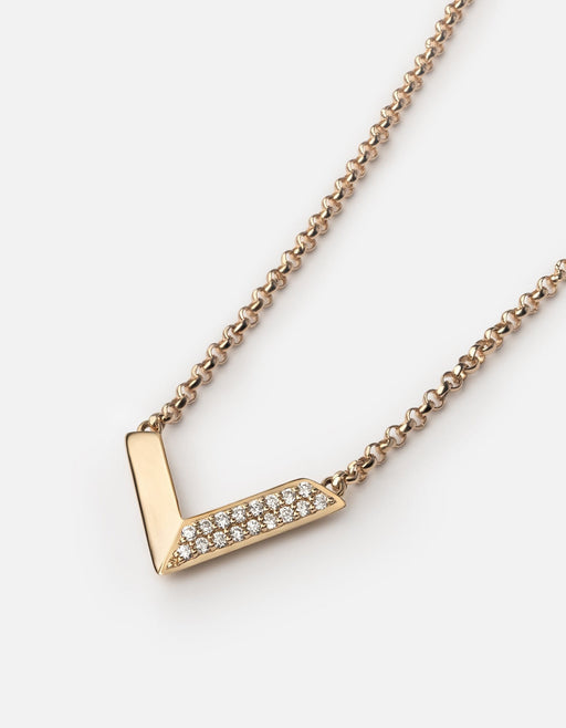 Miansai Necklaces Mini Angular Necklace, 14k Gold Pavé Polished Gold Pave / O/S