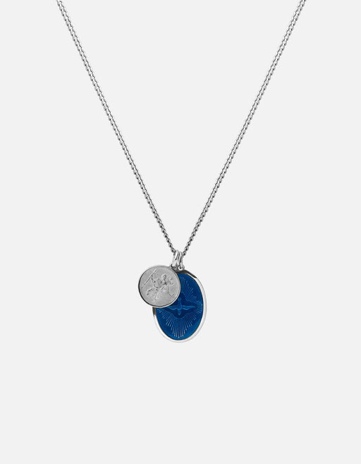 Miansai Necklaces Mini Dove Pendant Necklace, Silver/Blue Polished Blue / 24 in. / Monogram: No