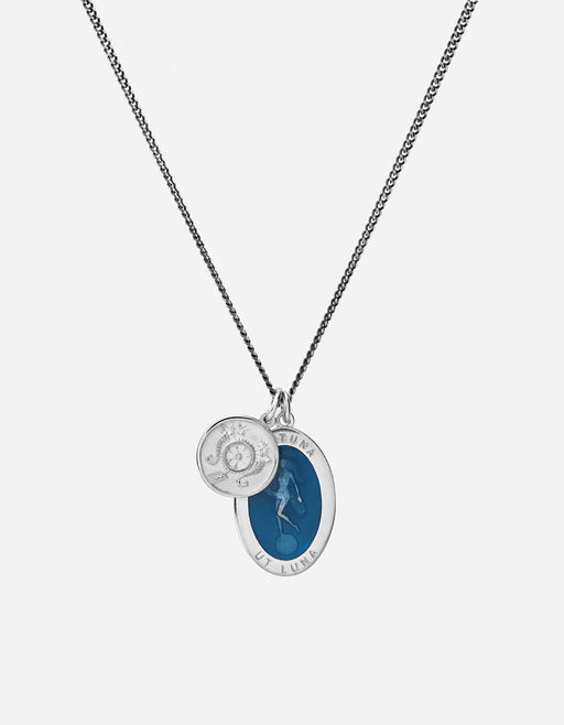 Miansai Necklaces Fortuna Necklace, Sterling Silver/Blue polished silver/blue / 24 in.