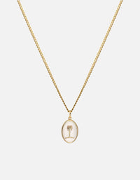 Miansai Necklaces Mini Palm Necklace, Gold Vermeil/Off-White Off-White / 18 in. / Monogram: No