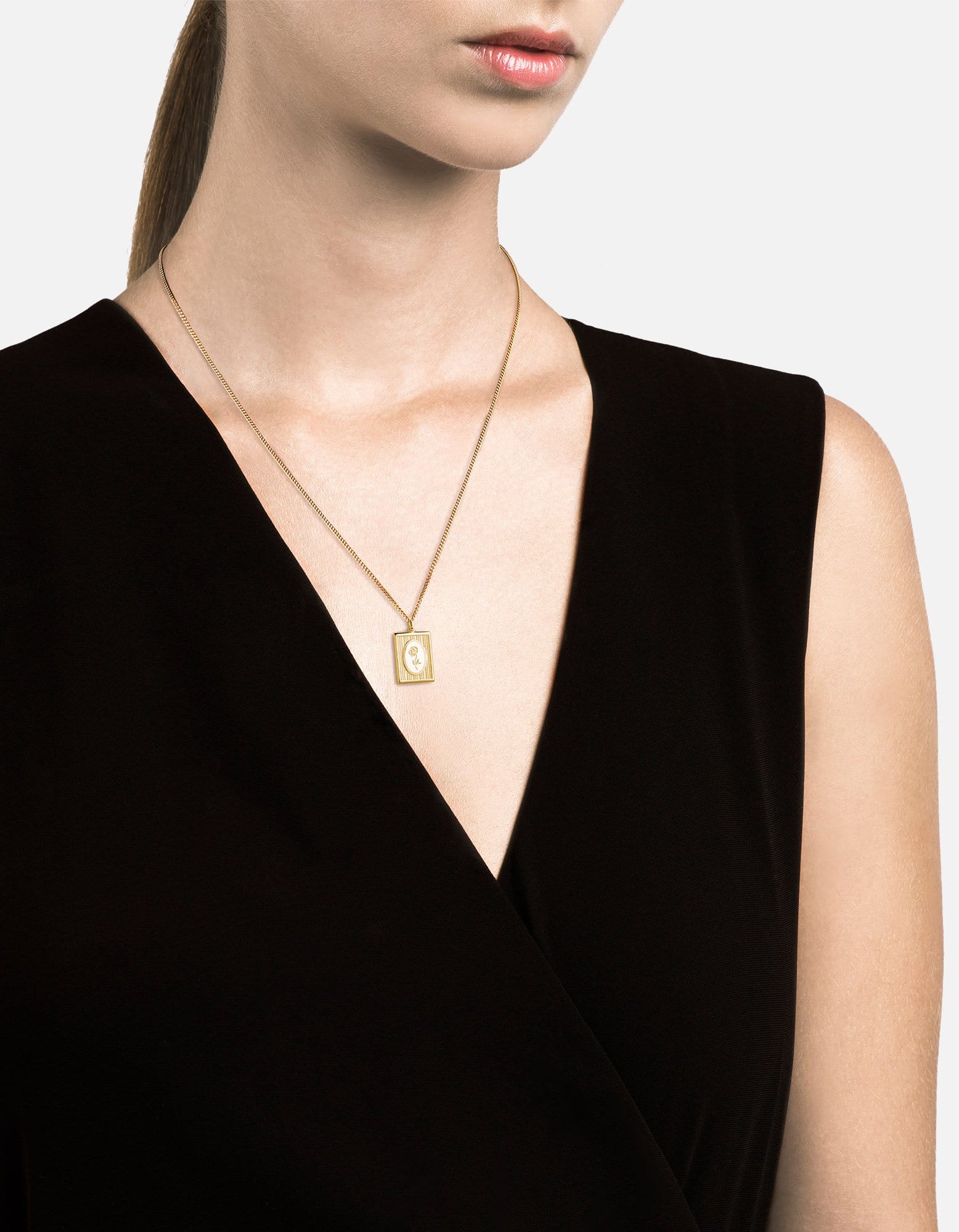 Poppy Frame Pendant Necklace, Gold Vermeil, Polished | Women's ...