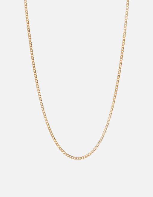 Miansai 3mm chain necklace in matte 14k gold with fine links forming a long rounded loop