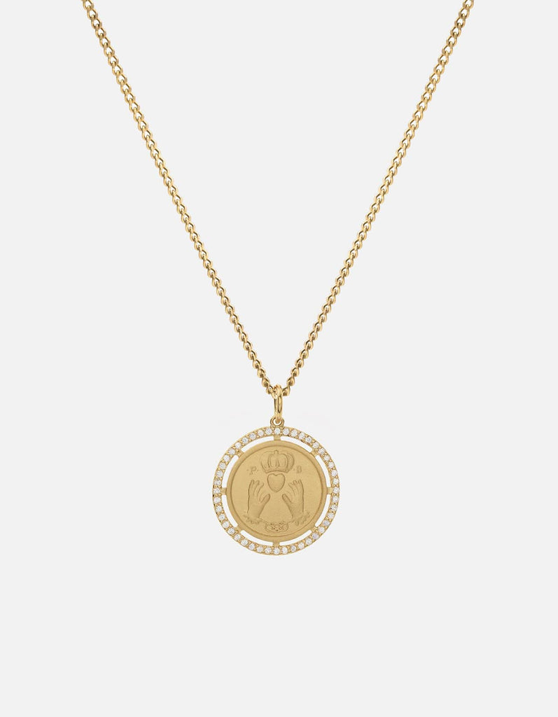 Miansai Necklaces Test of Time Necklace, Gold Vermeil/Sapphire Matte Gold/White Sapphire / 21 in. / Monogram: No