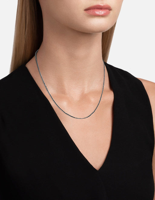 Miansai Necklaces 2mm Woven Chain Necklace, Sterling Silver Black / 18 in.