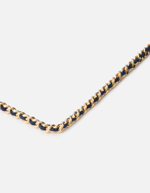 Miansai Necklaces 2mm Woven Chain Necklace, Gold Vermeil Navy Blue / 18 in.