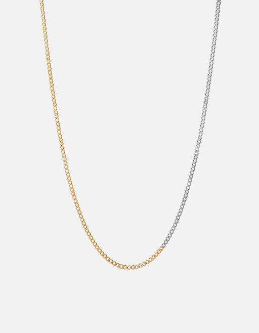 Miansai Necklaces 3mm Cuban Chain Necklace, Matte Silver/Gold Matte Silver/Polished 14k Gold / 24 in.