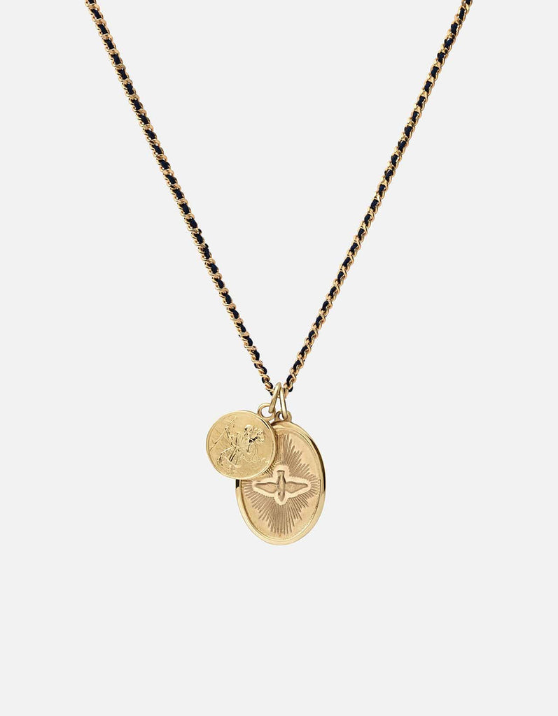 Miansai Necklaces Mini Dove Woven Chain Necklace, Gold/Navy Polished Gold/Navy / 18 in. / Monogram: No