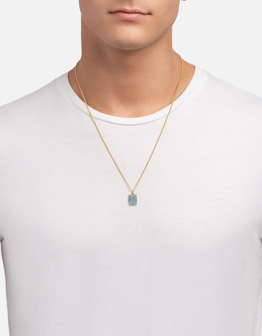 Miansai Necklaces Lennox Blue Agate Necklace, Gold Vermeil