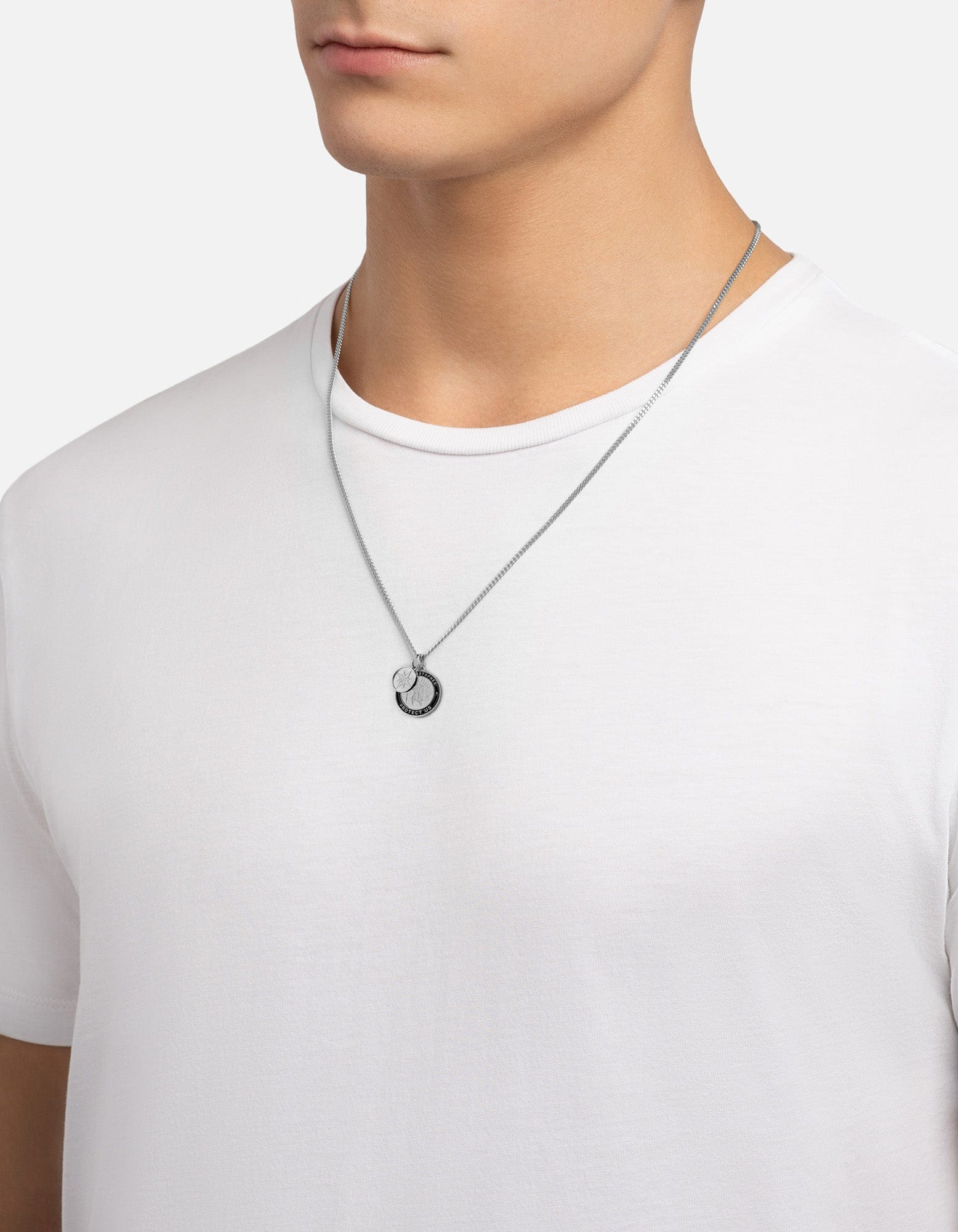 Men's Saint Christopher Surf Necklace, Sterling Silver/Black | Miansai