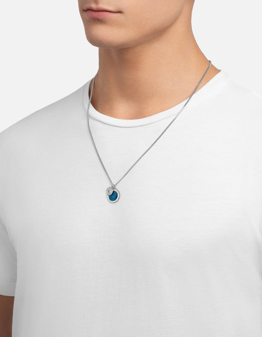 Miansai Necklaces Saint Christopher Surf Necklace, Sterling Silver/Caribbean Blue