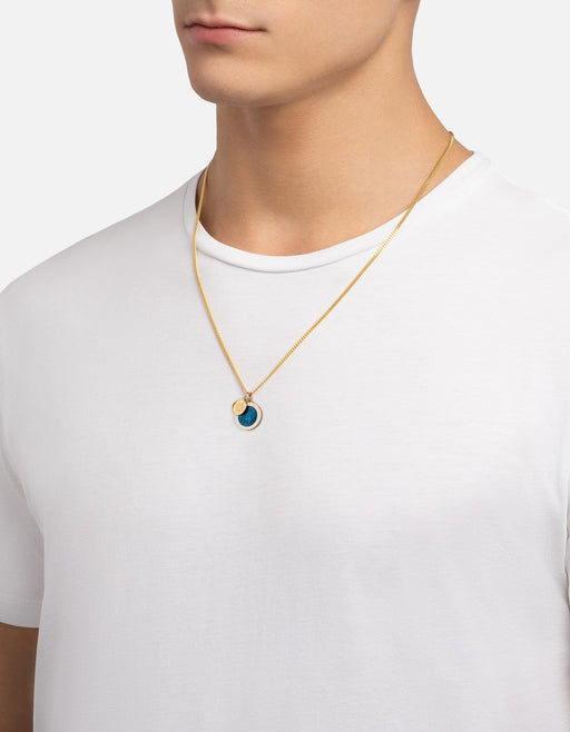 Miansai Necklaces Saint Christopher Surf Necklace, Gold/Caribbean Blue/White