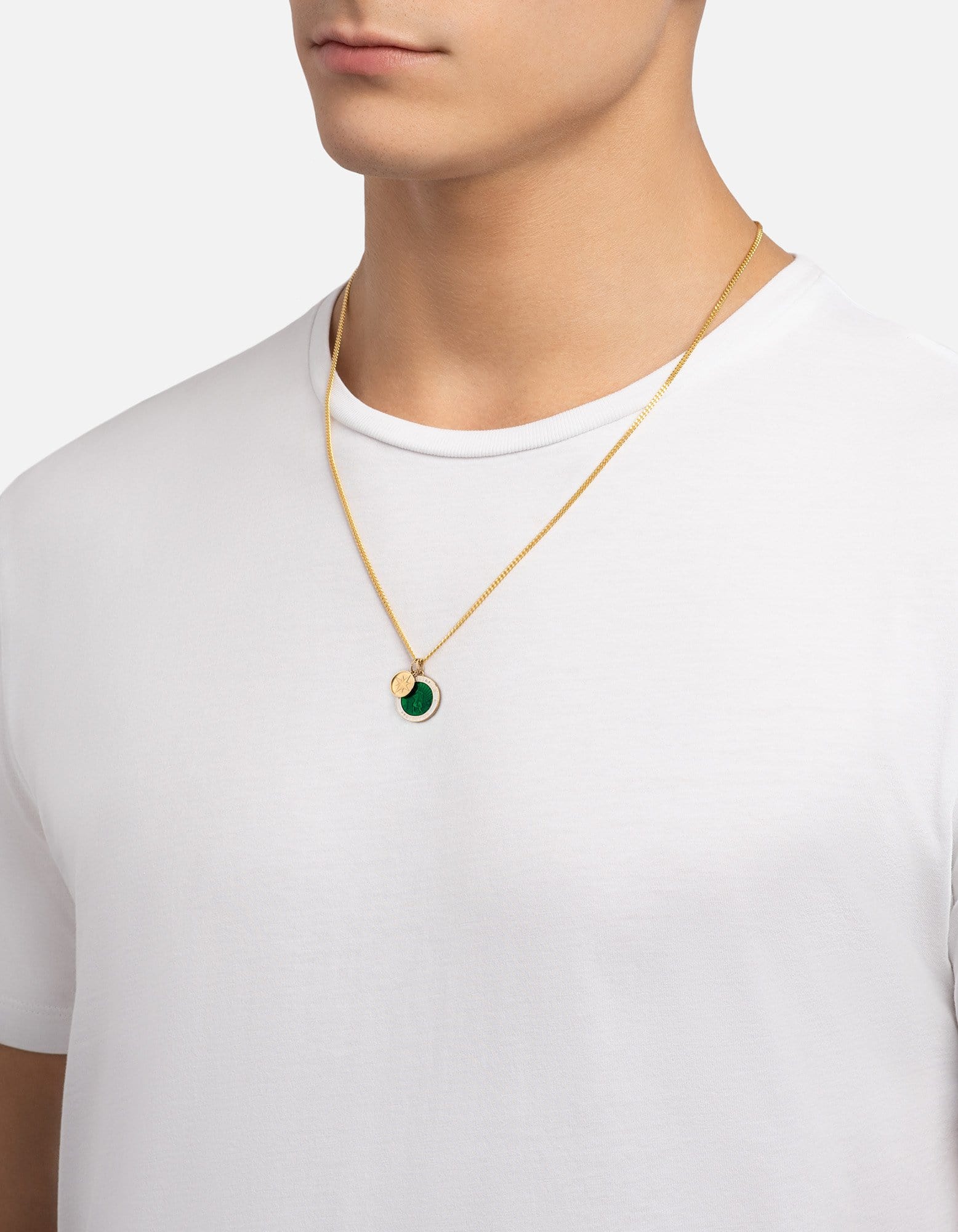 Men's Saint Christopher Surf Necklace, Gold Vermeil/Green | Miansai
