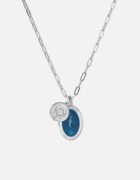 Miansai Necklaces Fortuna Cable Chain Necklace, Sterling Silver/Blue Blue / 24 in. / Monogram: No