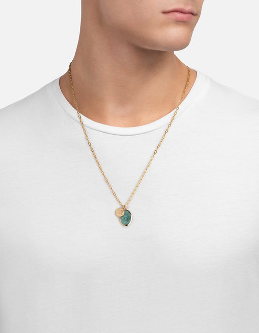 Miansai Necklaces Mini Dove Cable Chain Necklace, Gold Vermeil/Teal