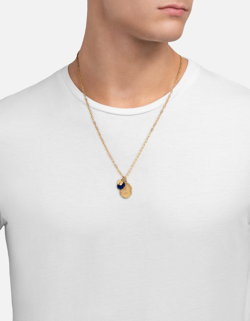 Miansai Necklaces Conception Trilogy Cable Chain Necklace, Gold Vermeil/Blue Blue / 24 in.