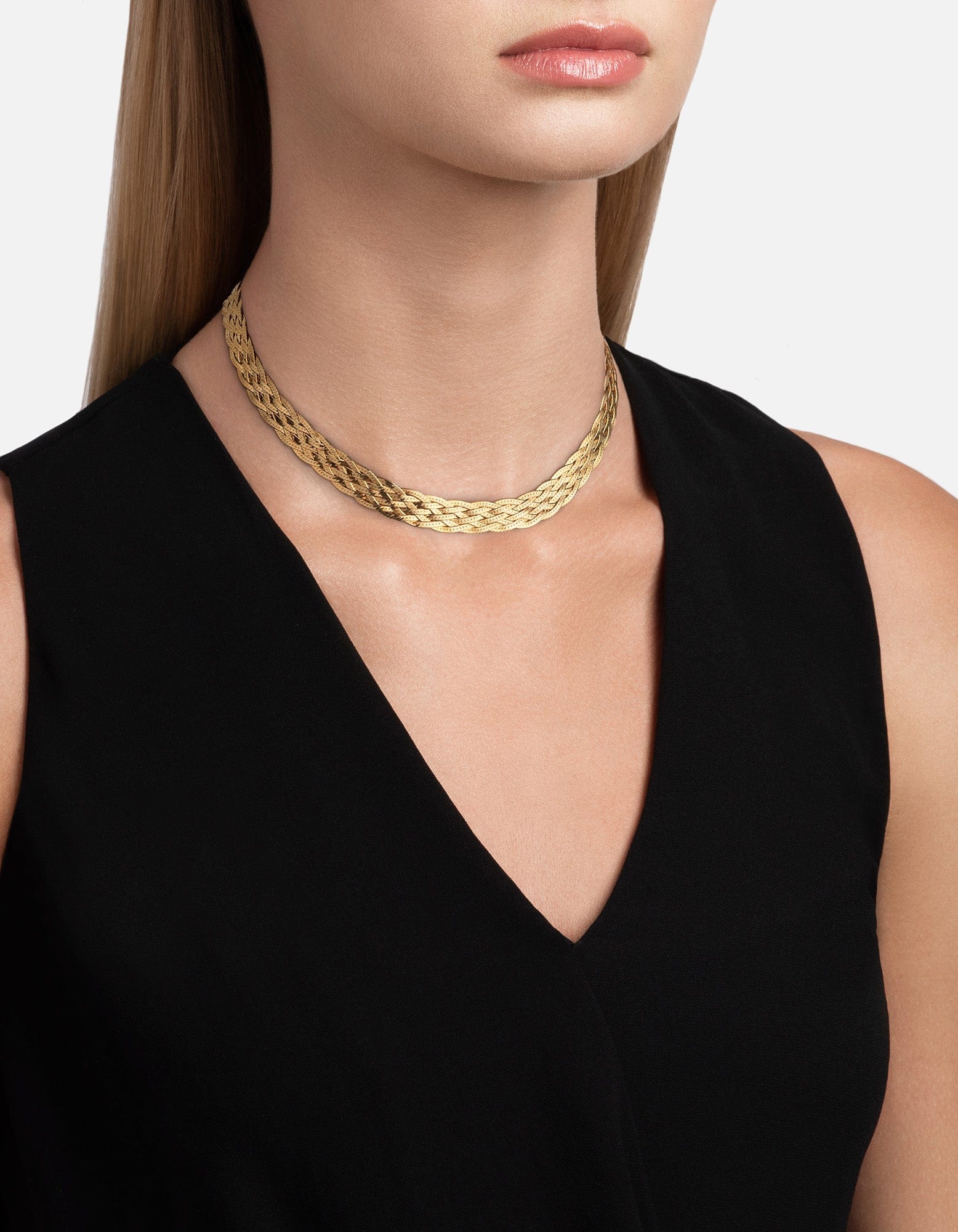 Buy Tricolor Gold Braided Herringbone Chain Necklace / 925 Sterling Silver  / 14k Yellow & Rose Gold Plated / Twisted Flat Snake /16 18 20 Inches  Online in India - Etsy