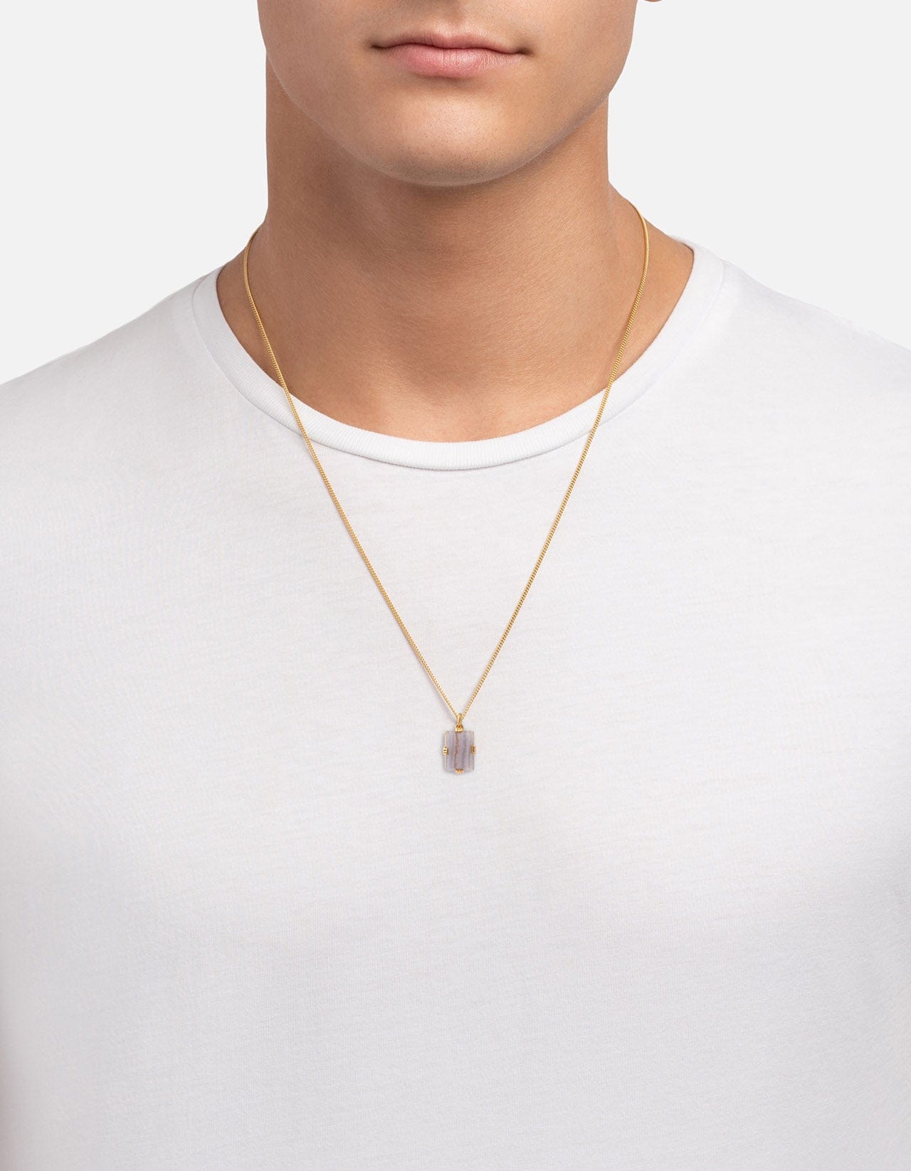 Lennox Agate Pendant Necklace, Gold Vermeil | Men's Necklaces