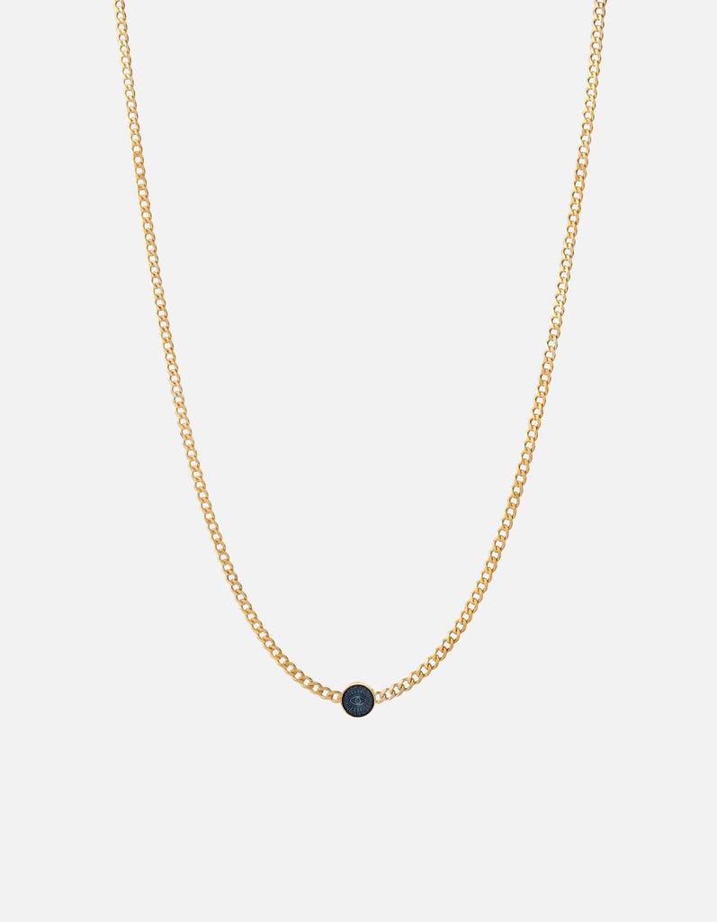 Miansai Necklaces Eye of Time Type Chain Necklace, Gold Vermeil/Blue 1 Letter / Blue / 24 in. / Monogram: Yes
