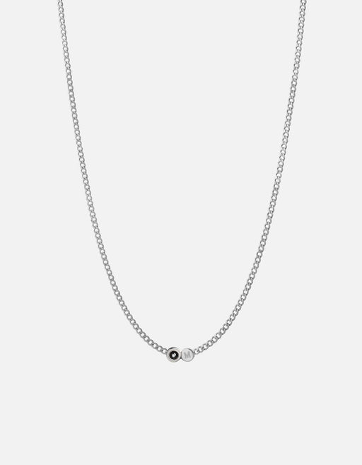 Miansai Necklaces Opus Sapphire Type Chain Necklace, Sterling Silver/Black 1 Letter / Black / 24 in. / Monogram: No