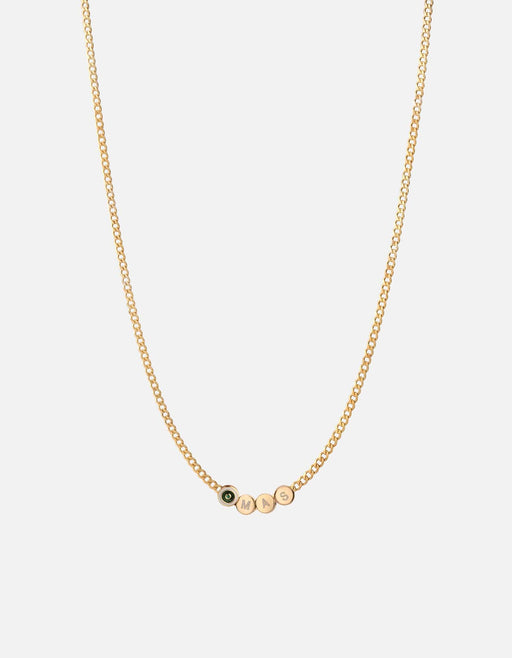 Miansai Necklaces Opus Chalcedony Type Chain Necklace, Gold Vermeil/Green 3 Letters / Green / 24 in. / Monogram: No