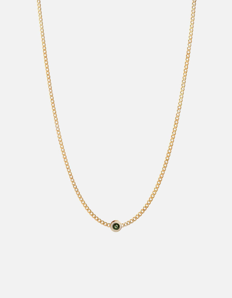 Miansai Necklaces Opus Chalcedony Type Chain Necklace, Gold Vermeil/Green 1 Letter / Green / 24 in. / Monogram: Yes