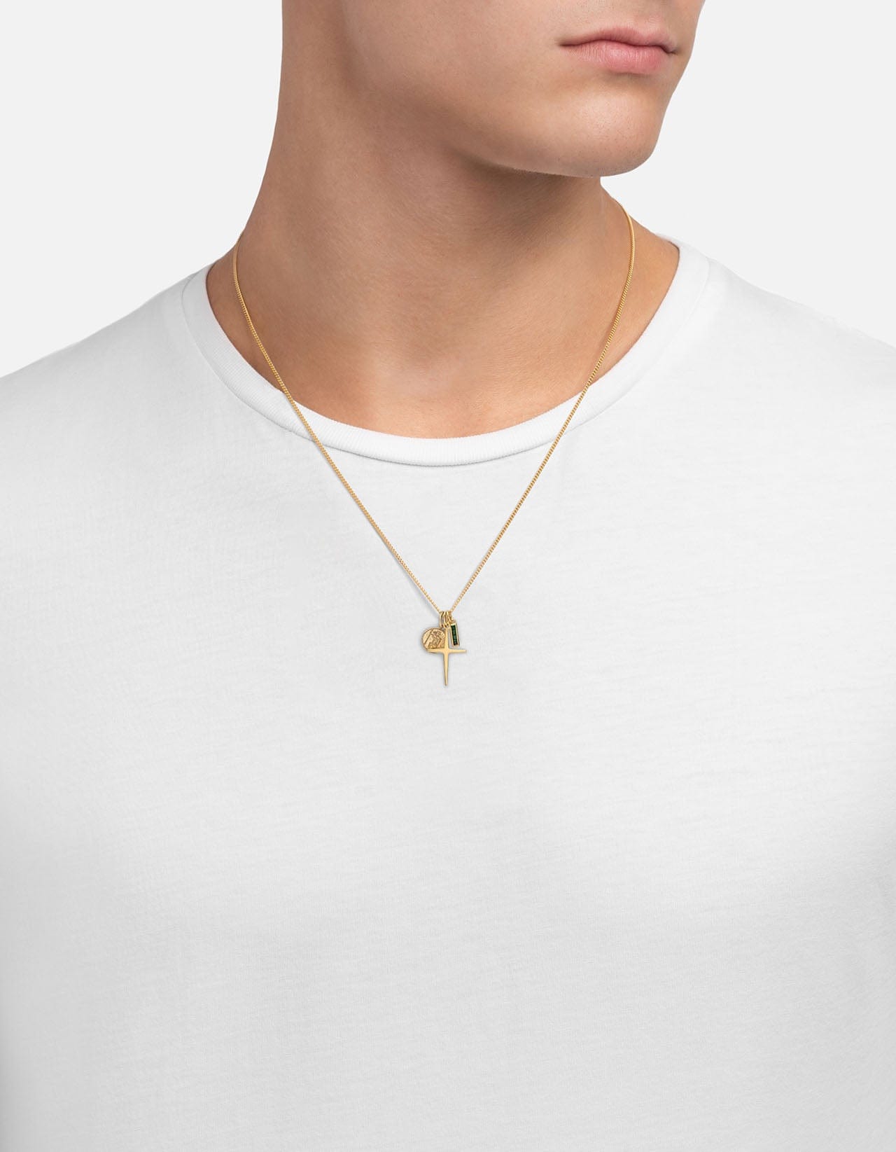 Men's Aegis Trilogy Cross Necklace, Gold Vermeil/Agate | Miansai