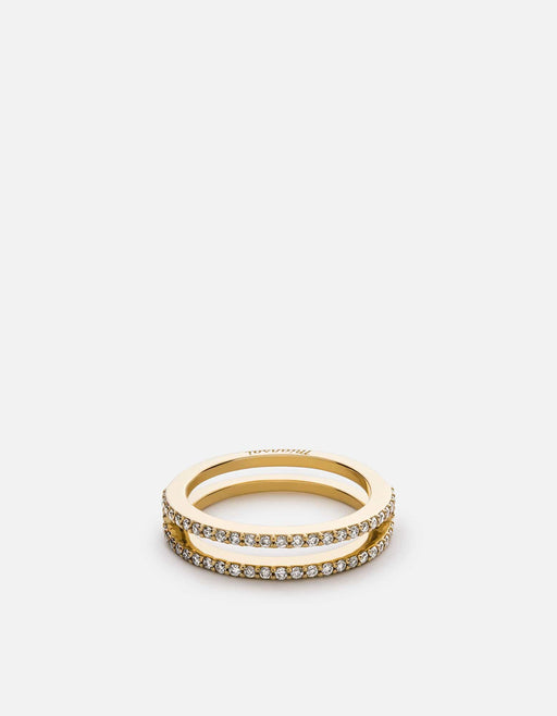 Miansai Rings Split Layer Ring, 14k Gold Pavé Polished Gold/Pave / 6