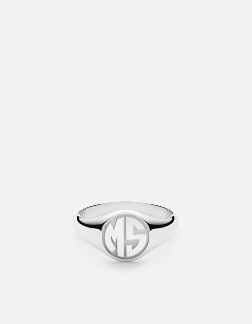Miansai Rings Signet Ring, Sterling Silver Polished Silver / 2 / Monogram: Yes
