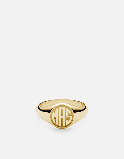 Miansai Rings Signet Ring, 14k Gold/3 Letter Polished Gold / 10 / Monogram: No