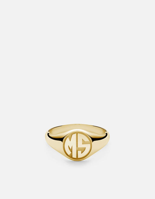 Miansai Rings Signet Ring, 14k Gold/3 Letter Polished Gold / 10 / Monogram: Yes
