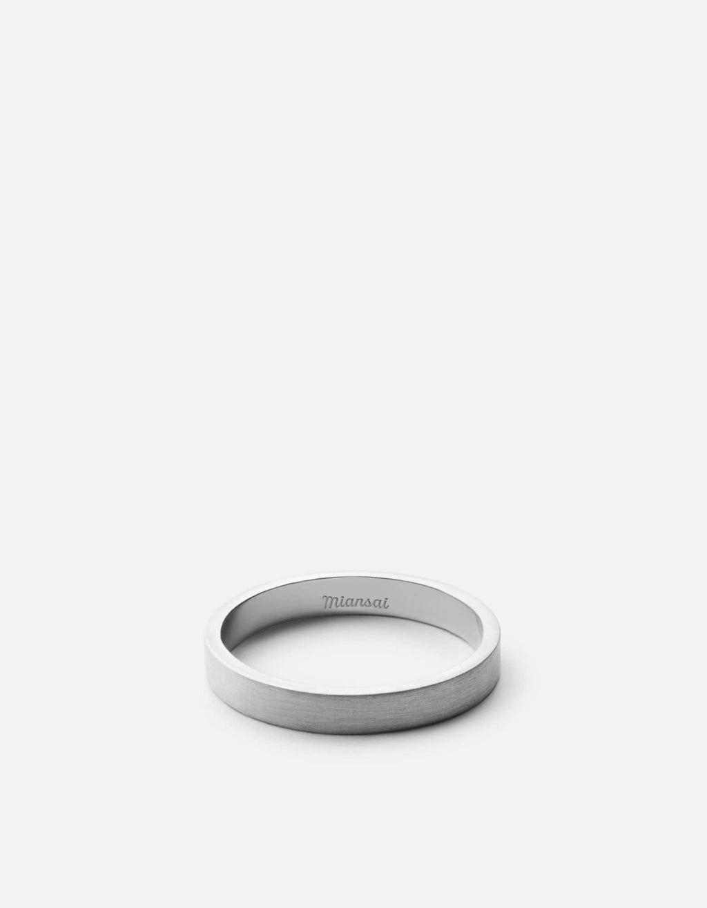 Miansai Rings 3mm Silver Band, Matte Sterling Silver Matte Silver / 10 / Monogram: No