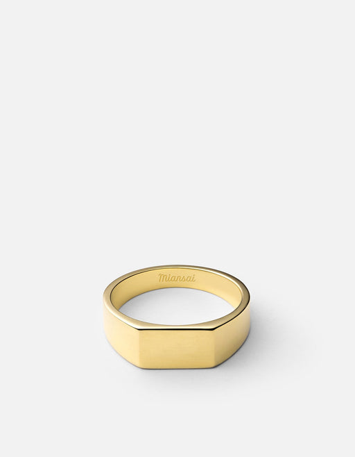 Miansai Rings Geo Signet Ring, Gold Vermeil Polished Gold / 10 / Monogram: No