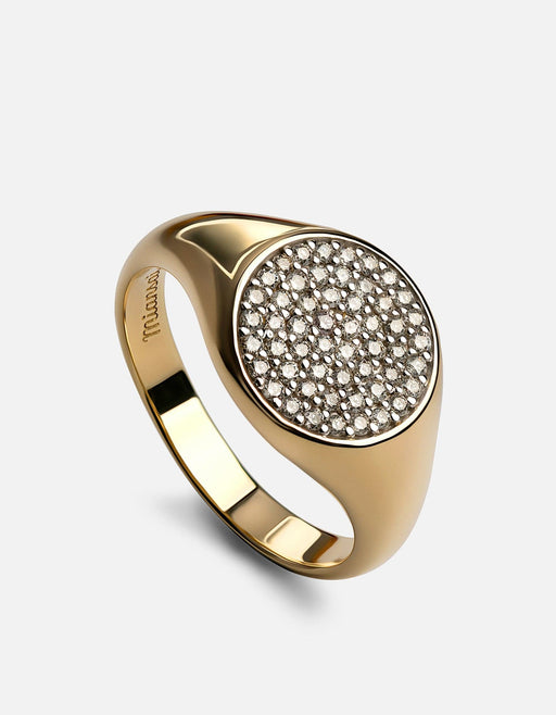 Miansai Rings Horizon Signet Ring, 14k Gold Pavé