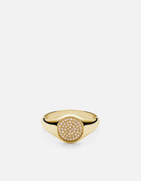 Miansai Rings Horizon Signet Ring, Gold Vermeil/Sapphire Polished Gold/White Sapphire / 5
