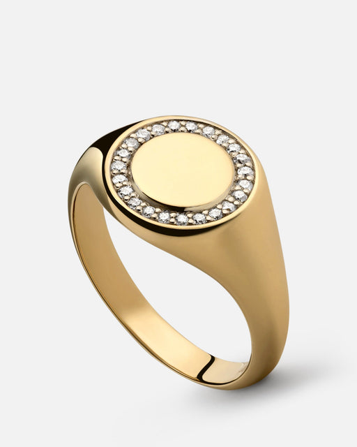 Miansai Rings Halo Signet Ring, 14k Gold Pavé