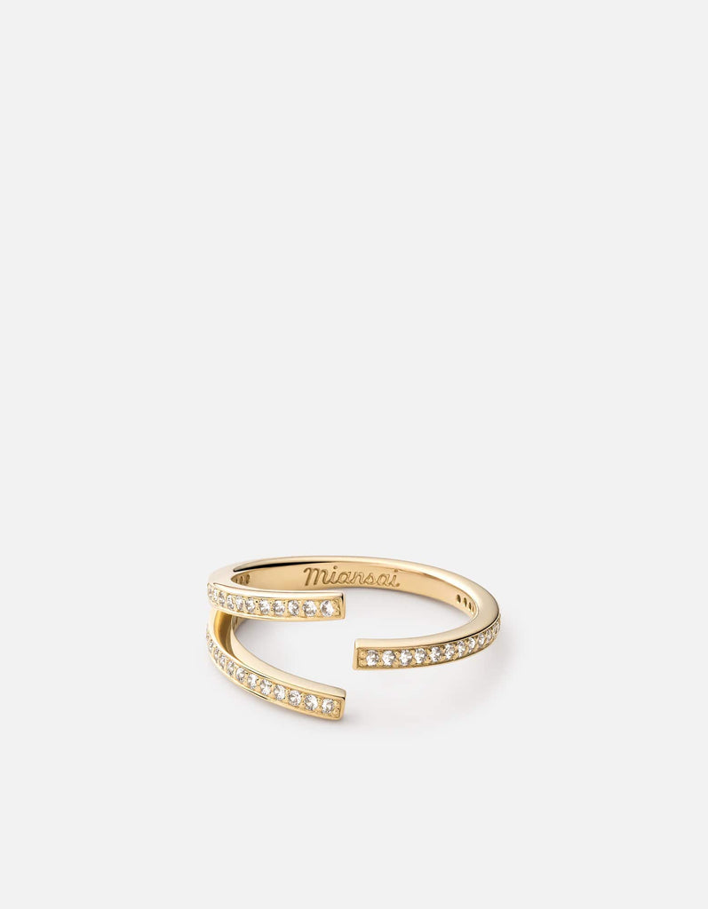 Miansai Rings Orbit Ring, Gold Vermeil/Sapphire Polished Gold/White Sapphire / 7