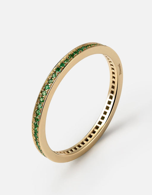 Miansai Rings Eclipse Band Ring, 14k Gold/Emeralds