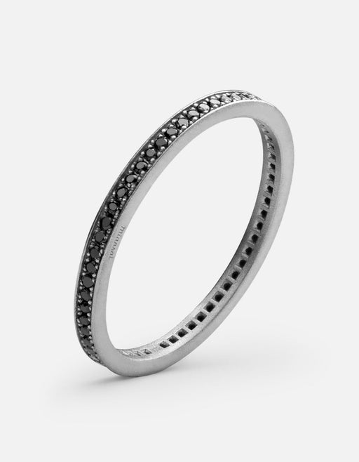Miansai Rings Eclipse Band Ring, Matte Silver/Black Diamonds
