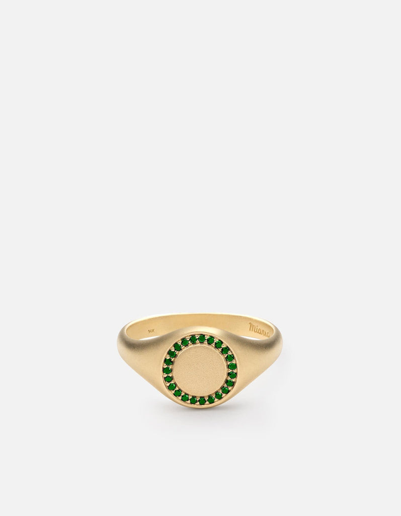 Miansai Rings Halo Signet Ring, 14k Matte Gold/Emeralds matte gold/emeralds / 10