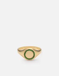 Miansai Rings Halo Signet Ring, 14k Matte Gold/Emeralds matte gold/emeralds / 10