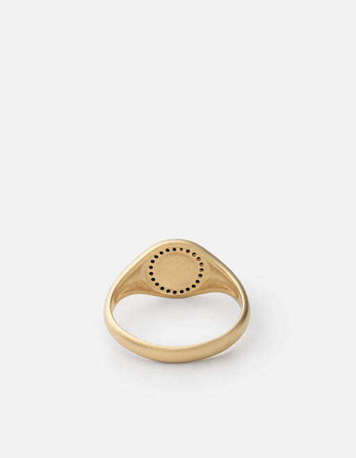 Miansai Rings Halo Signet Ring, 14k Matte Gold/Emeralds