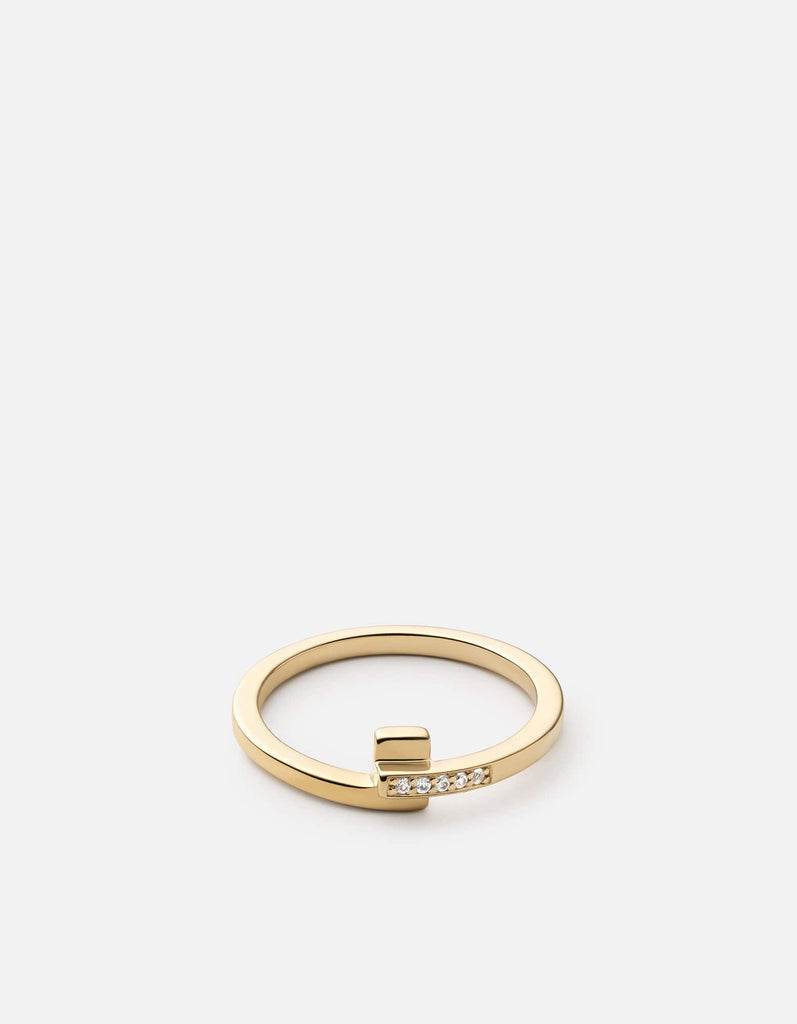 Miansai Rings Cubist Ring, Gold Vermeil/Sapphire Polished Gold/White Sapphire / 7