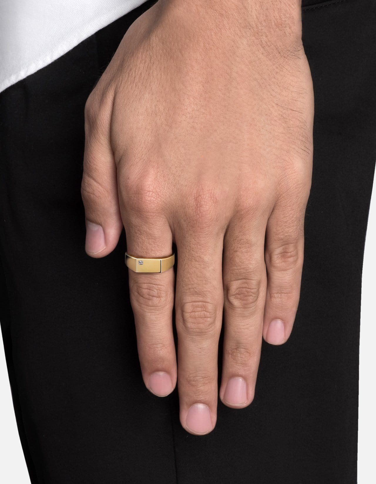 Geo Signet Diamond Ring, Gold Vermeil Men's Rings Miansai